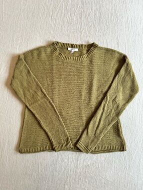 Madewell Olive Green Cropped Crewneck Sweater